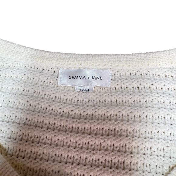 GEMMA + JANE Cotton Blend Rib Knit Button Front Cropped Cardigan Pockets Sz M - Picture 9 of 11